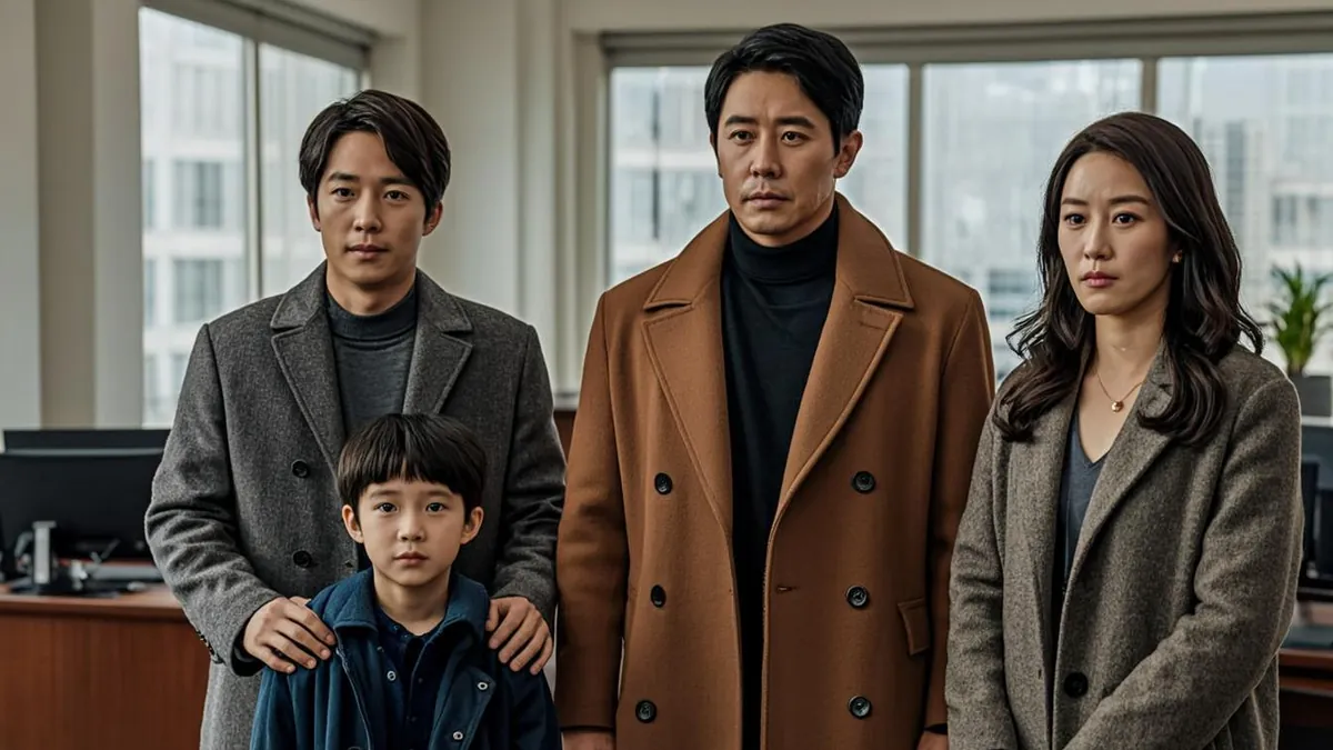 Family in winter coats waiting in an energy office reception area